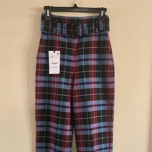 ZARA PLAID HIGH WAISTED TROUSER MADE IN MOROCCO